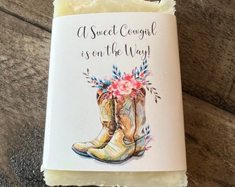 Handmade Soap Favors: Cowgirl Baby Shower, Personalized Label (1oz)
