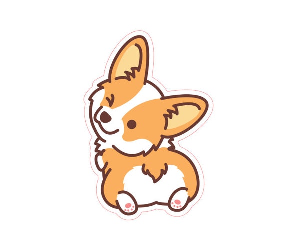 corgi butt die cut sticker winking corgi dog sticker etsy