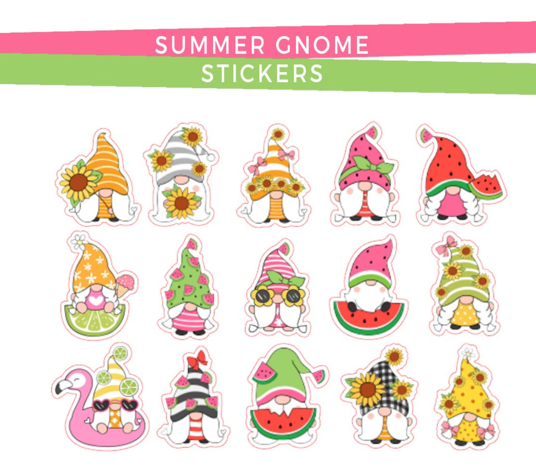 Summer Gnome Stickers Planner Stickers Watermelon - Etsy