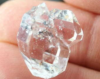 herkimer diamond twin quartz crystal cluster, palm stone, meditation stone, nature gift, raw mineral specimen, natural clear quartz crystal