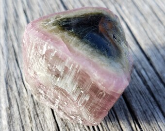 watermelon tourmaline crystal, Himalaya mine California USA rare collector stone, raw tourmaline gemstone, natural pink & green tourmaline