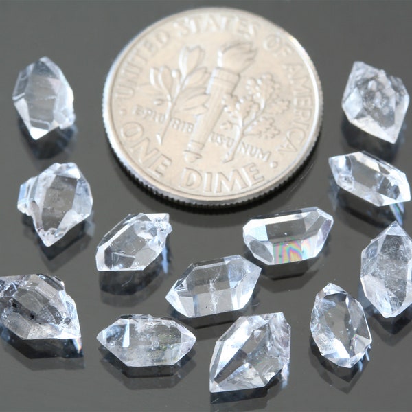 herkimer diamond crystals 7-9mm set of 12 natural double terminated quartz stones A grade clear gemstones meditation stones healing crystals