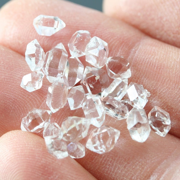 herkimer diamond crystals 5-7mm, set of 24 natural clear gemstones, double terminated A grade quartz stones, healing crystals, nature gift