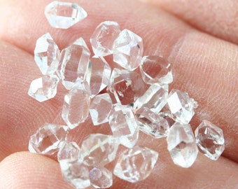 herkimer diamond crystals 5-7mm, set of 24 natural clear gemstones, double terminated A grade quartz stones, healing crystals, nature gift
