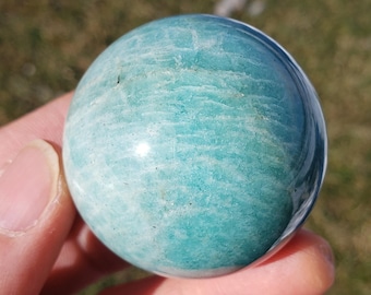 amazonite sphere, natural blue stone ball with stand, meditation stone, boho decor, feng shui, spiritual nature gift, amazonite stone ball