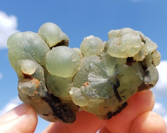 prehnite crystal cluster, green bubble crystal, raw mineral specimen, healing stone, nature gift for him under 40, Mali collector stone