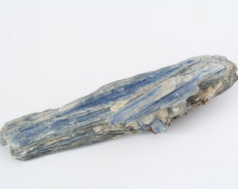 5" natural blue kyanite crystal cluster w/ quartz & red garnet, raw mineral specimen, healing crystal, blue kyanite display stone boho decor