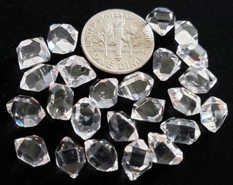 AA grade set of 24 herkimer diamond crystals 8-9mm, natural double terminated clear quartz crystals, energy grid healing meditation stones