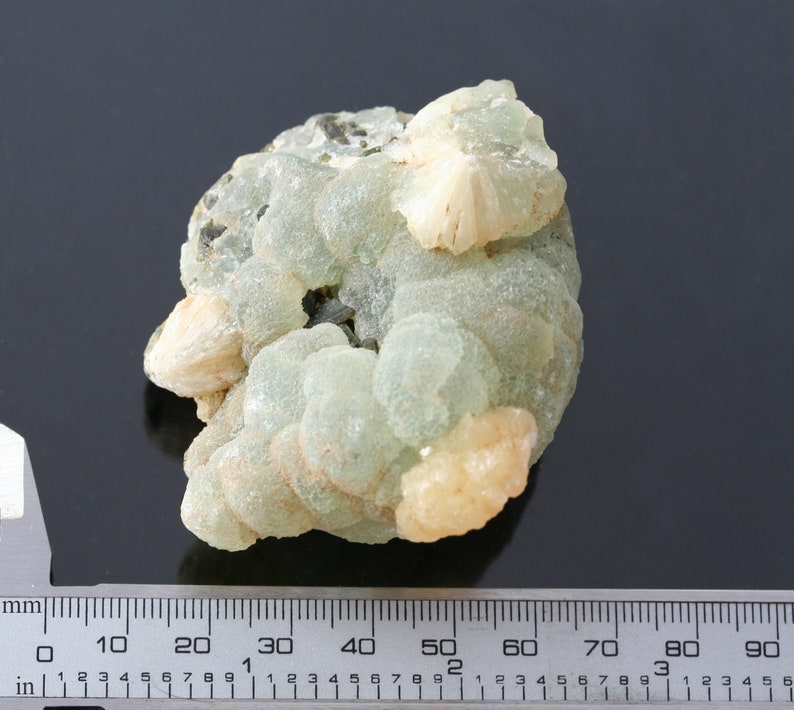 raw minersl specimen nature decor rustic decor collector stone prehnite stellerite crystal cluster botryoidal prehnite w epidote crystal