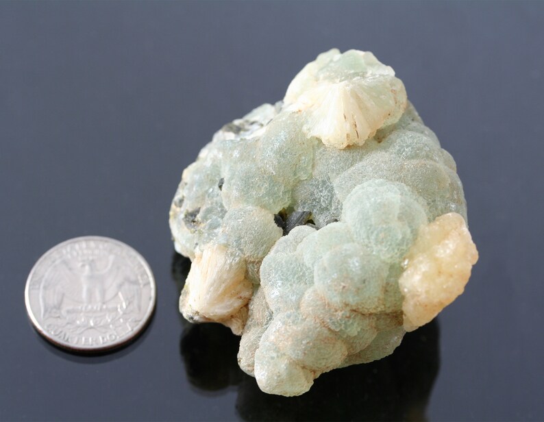 raw minersl specimen nature decor rustic decor collector stone prehnite stellerite crystal cluster botryoidal prehnite w epidote crystal