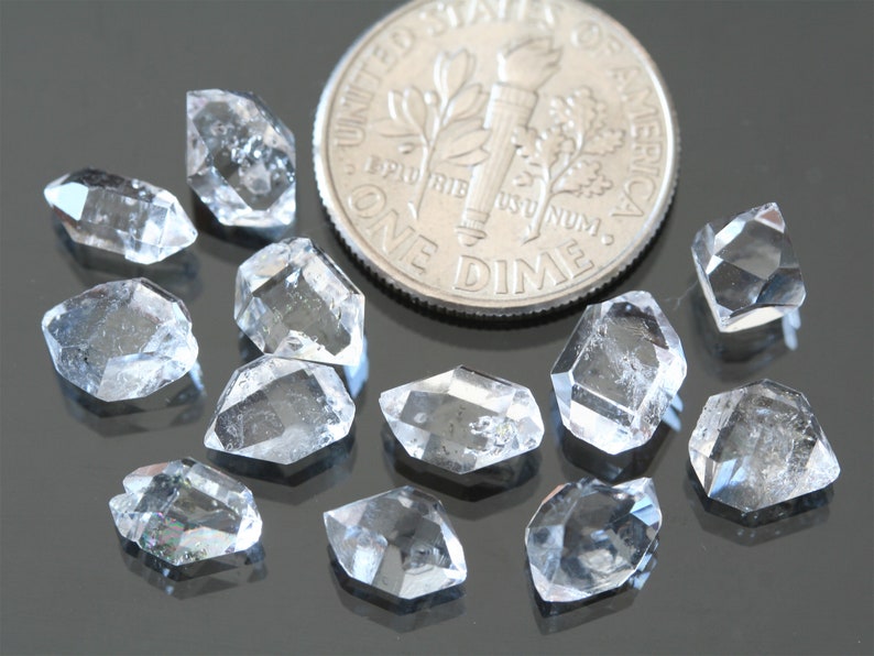 herkimer diamond crystals 7-9mm set of 12 natural double terminated quartz stones A grade clear gemstones meditation stones healing crystals imagem 2