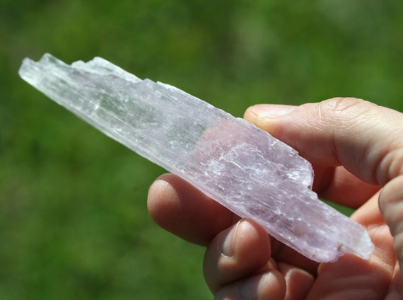 SALE Raw Pink Kunzite Crystal Wand, 4.95" Gemmy Quartz, Healing Stone, Collector Mineral Specimen