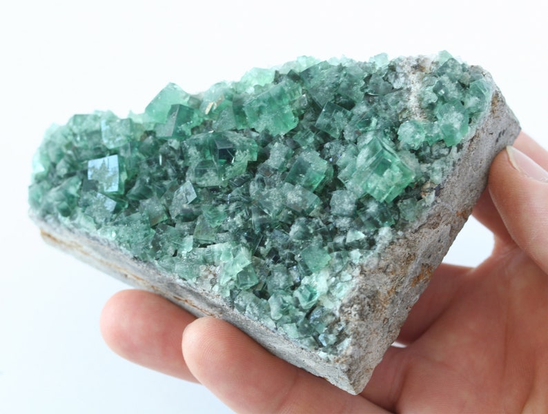 raw Rogerley fluorite crystal cluster Diana Maria mine blue green color changing cube crystal rare mineral specimen England collector stone image 9