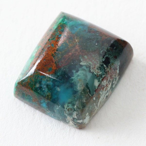 gem chrysocolla cabochon, hand cut gem silica designer cab, rare collector stone, natural aqua blue gemstone rectangle cab