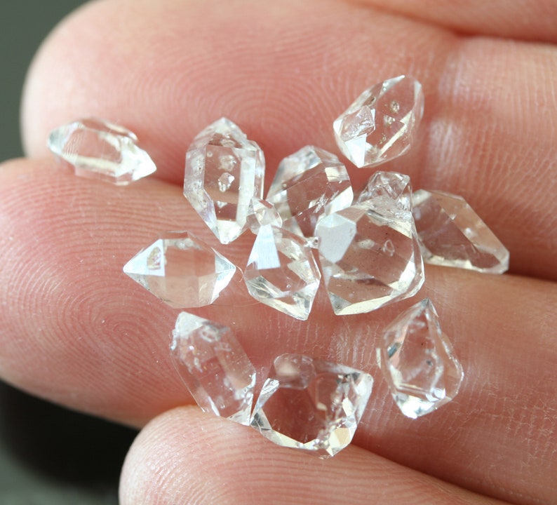 herkimer diamond crystals 7-9mm set of 12 natural double terminated quartz stones A grade clear gemstones meditation stones healing crystals imagem 6