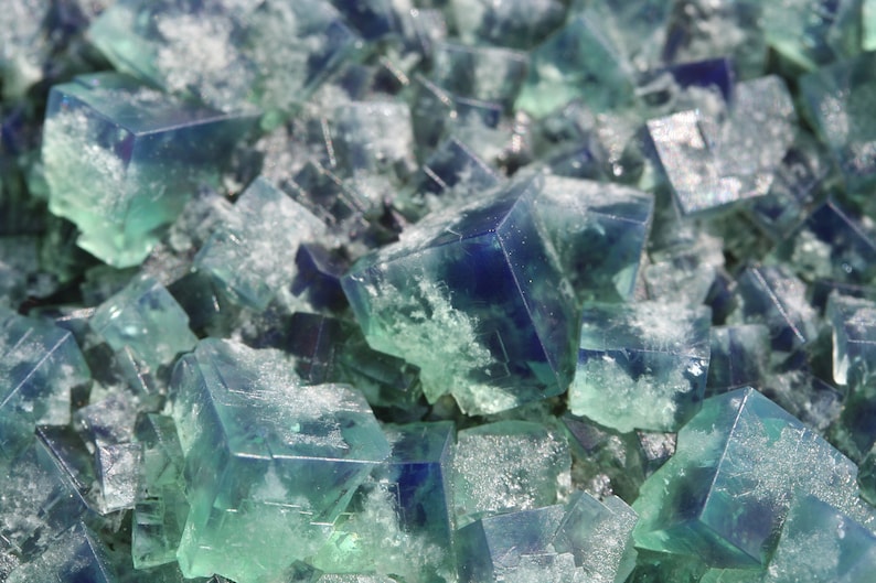 raw Rogerley fluorite crystal cluster Diana Maria mine blue green color changing cube crystal rare mineral specimen England collector stone image 3