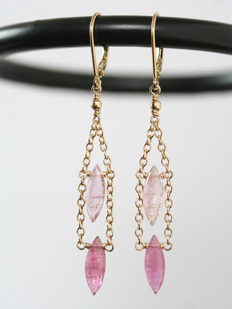 tourmaline jewelry long statement earrings pink tourmaline gemstone earrings modern tourmaline drops natural pink stone drop earrings