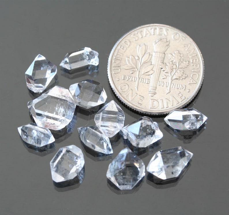 herkimer diamond crystals 7-9mm set of 12 natural double terminated quartz stones A grade clear gemstones meditation stones healing crystals imagem 3