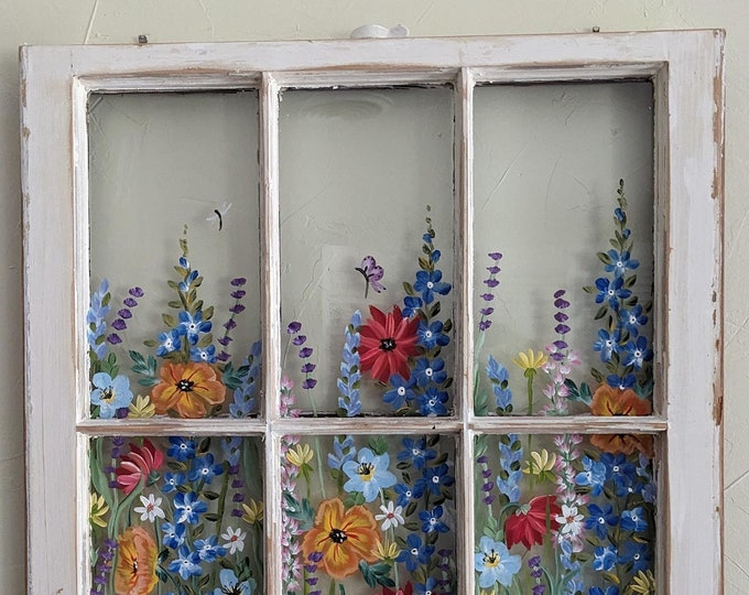 Old Painted Window, Pastel Painted Window, Painted Window, Window Pane ...