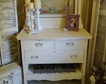 Vintage White dresser, Shabby Chic Furniture FL, Painted dresser, Antique oak dresser, Farmhouse furniture, French decor, Annie Sloan paint