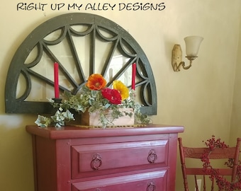 Old painted arch window,historic ornate arch window,window pane art,repurposed window,antique window,window wall art,window ideas,upcycled