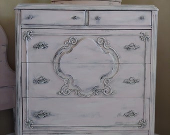 Shabby Chic Furniture Fl Painted Dresser Antique Oak Etsy