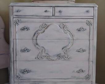 Shabby Chic Furniture Fl Painted Dresser Antique Oak Etsy