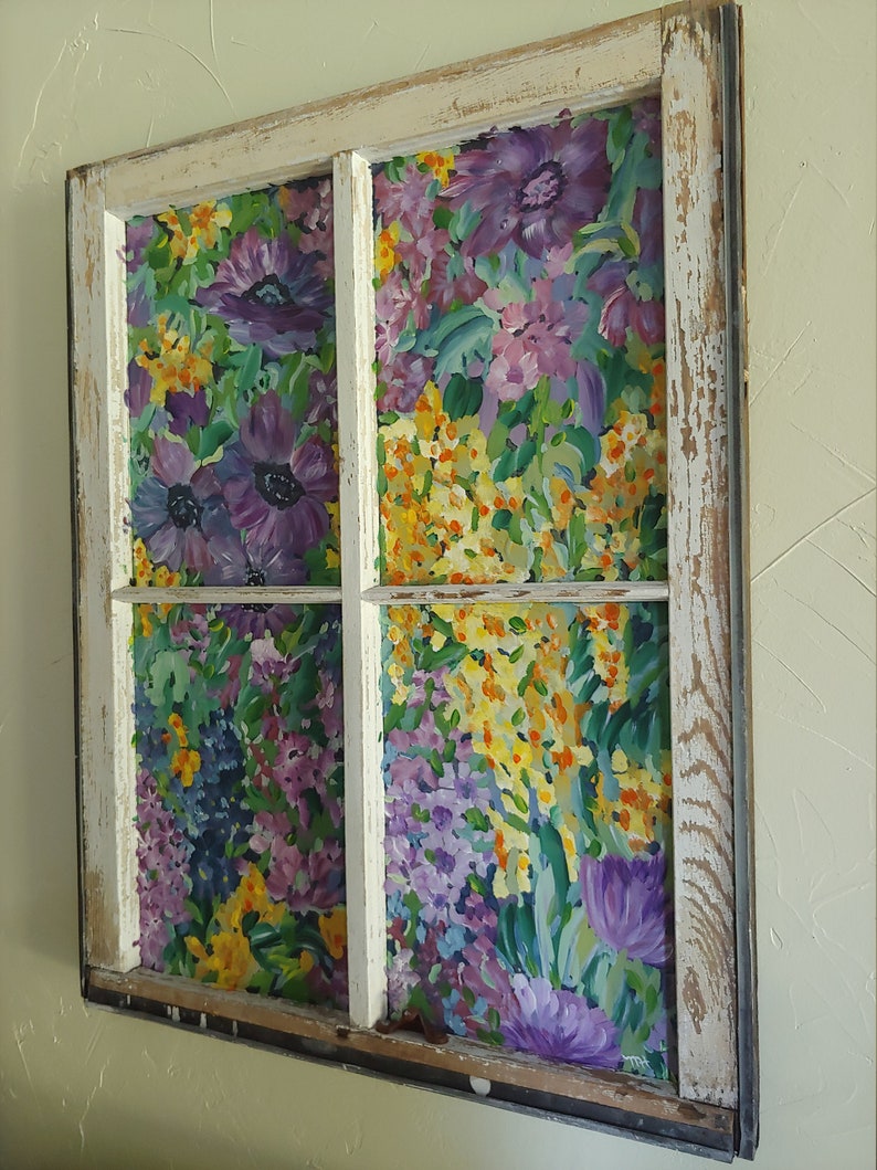 Vintage Window Art Vintage Window Painting Old Window Art Etsy