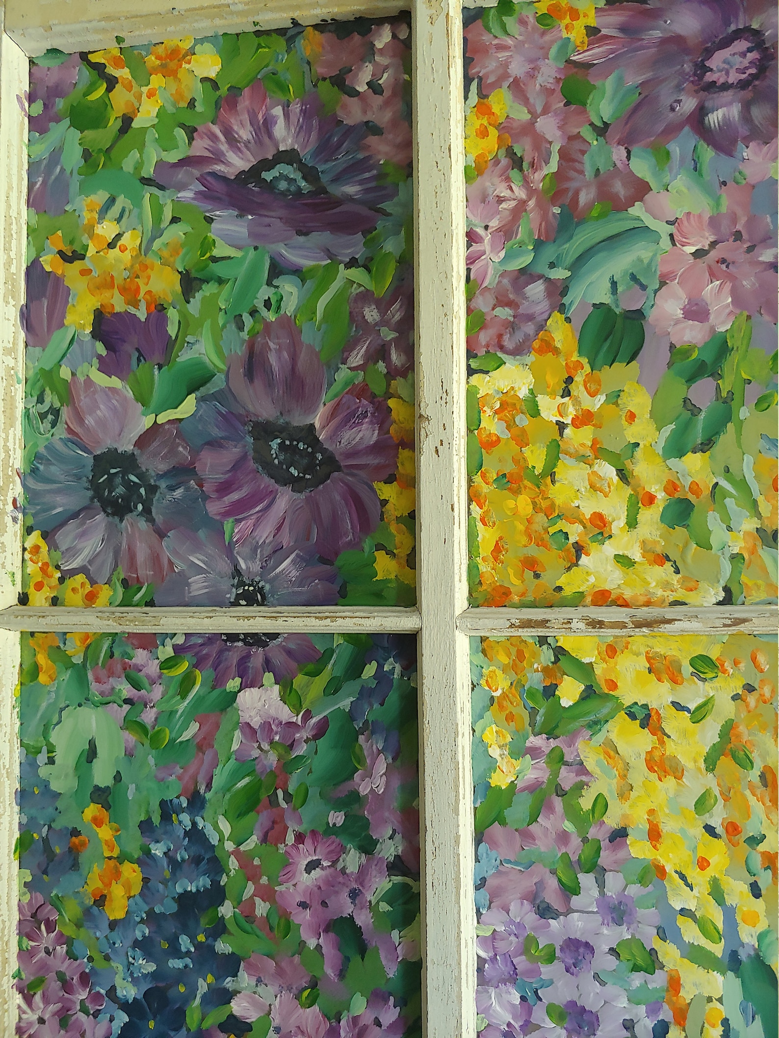 Vintage Window Art Vintage Window Painting Old Window Art Etsy