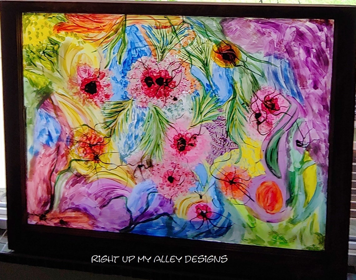 Painted Window Window Pane Art Bohemian Wall Decor Window - Etsy