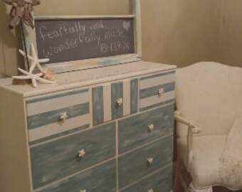 Nursery window,Coastal nursery window,Old window, nursery window art,stencil nursery window,chalkboard window, coastal decor,child's room.