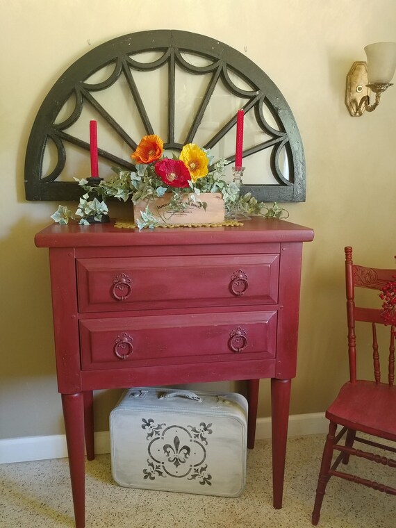 Console Table Entryway Storage Cabinet Repurposed Annie Sloan Painted Furniture Farmhouse Decor Foyer Red Furniture Tall Stand Plasma Stand