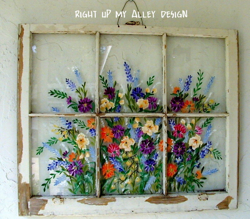 Old Painted Window,sold but You Can CUSTOM ORDER Your Own,window Ideas,  Wall Art,vintage Painted Window,unique Wall Art,3pane Window, 