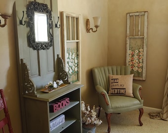 Hall tree, Farmhouse decor, Entryway furniture, French Country Decor, Entryway organizer, Chalk paint furniture, Foyer Hall Tree,Shabby Chic