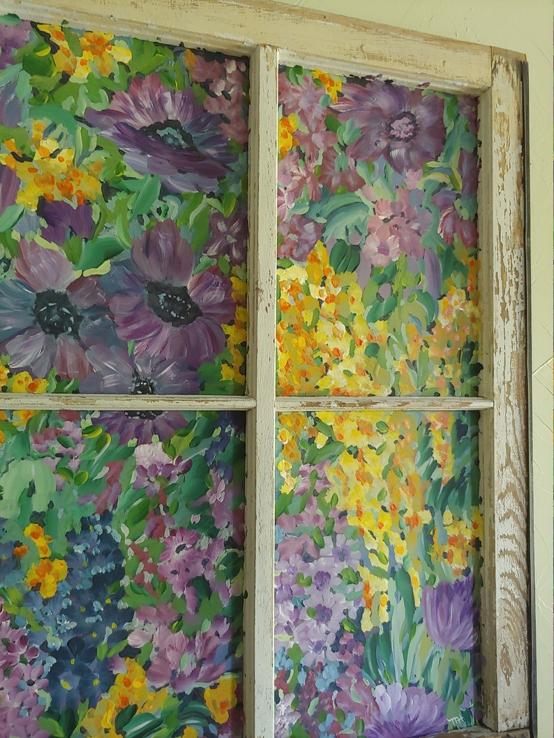 Vintage Window Art Vintage Window Painting Old Window Art Etsy