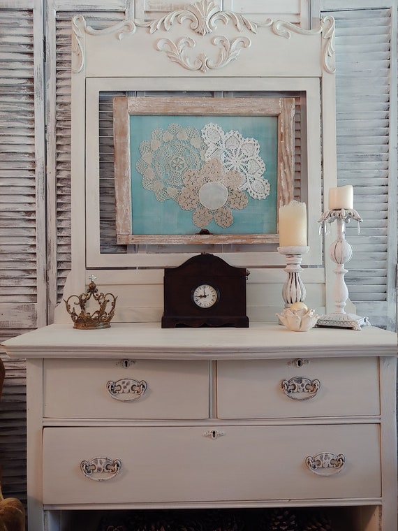 Old Doily Window, Doily Art Window, Vintage Doily Window, Shabby