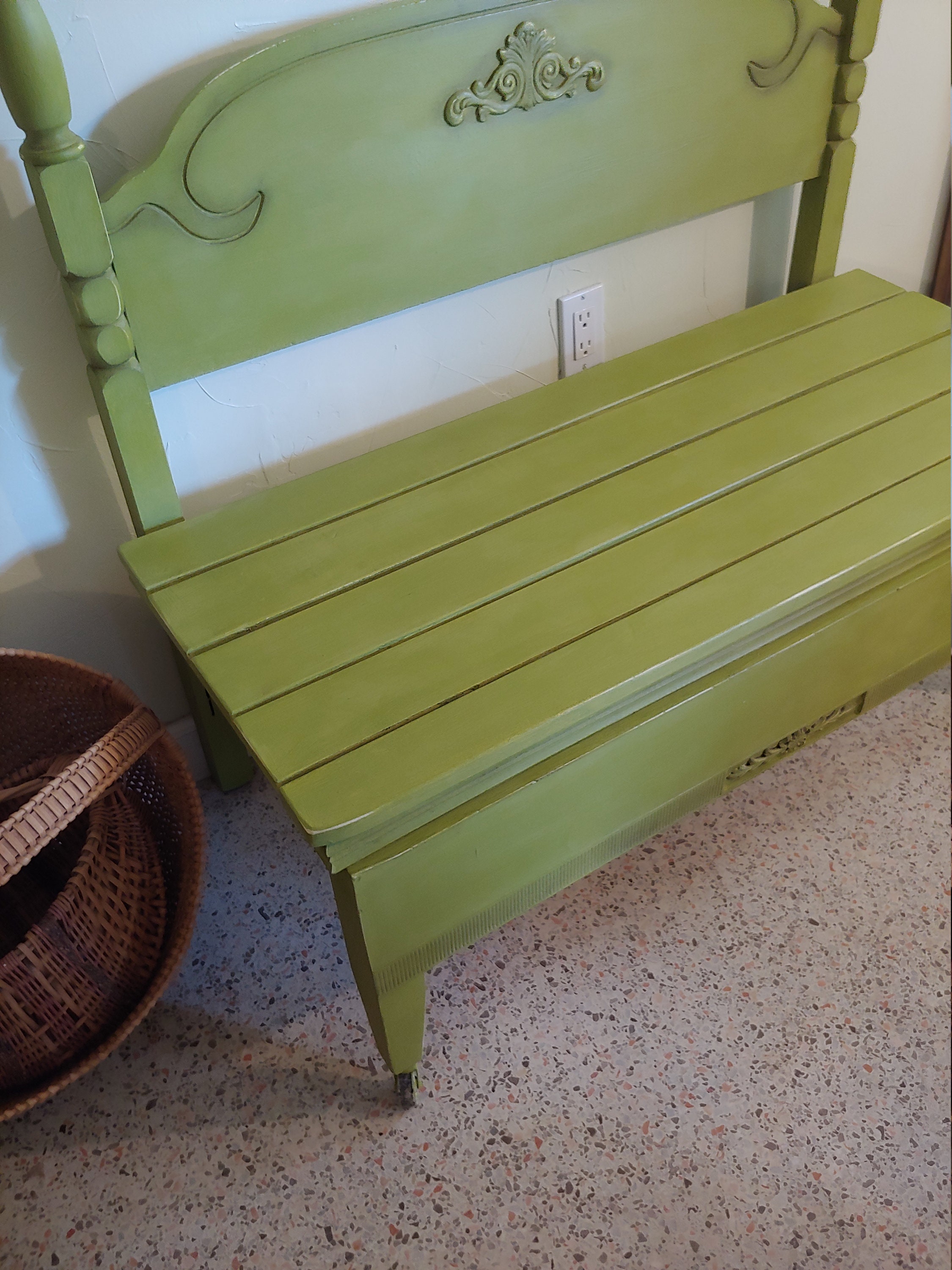 Headboard Bench, Green Accent Piece, Green Bench, Porch Bench, Chartreuse  Bench, Storage Bench, Entryway Decor, Repurposed Furniture, Boho - Etsy, image size:2250x3000