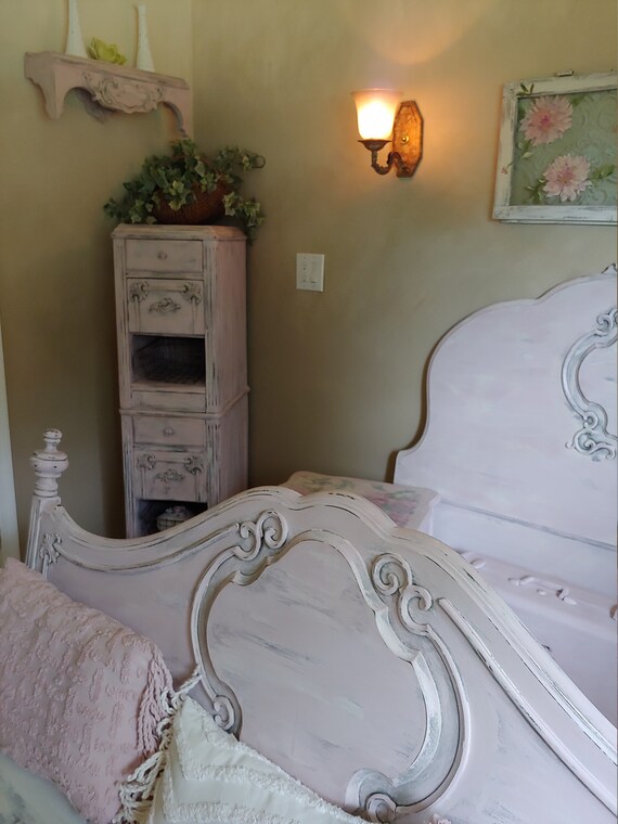 1940 Antique Wall Shelf Part Of Antique Bedroom Set Annie Sloan Painted Furniture Shabby Chic Decor Pink Wall Art Florida Furniture