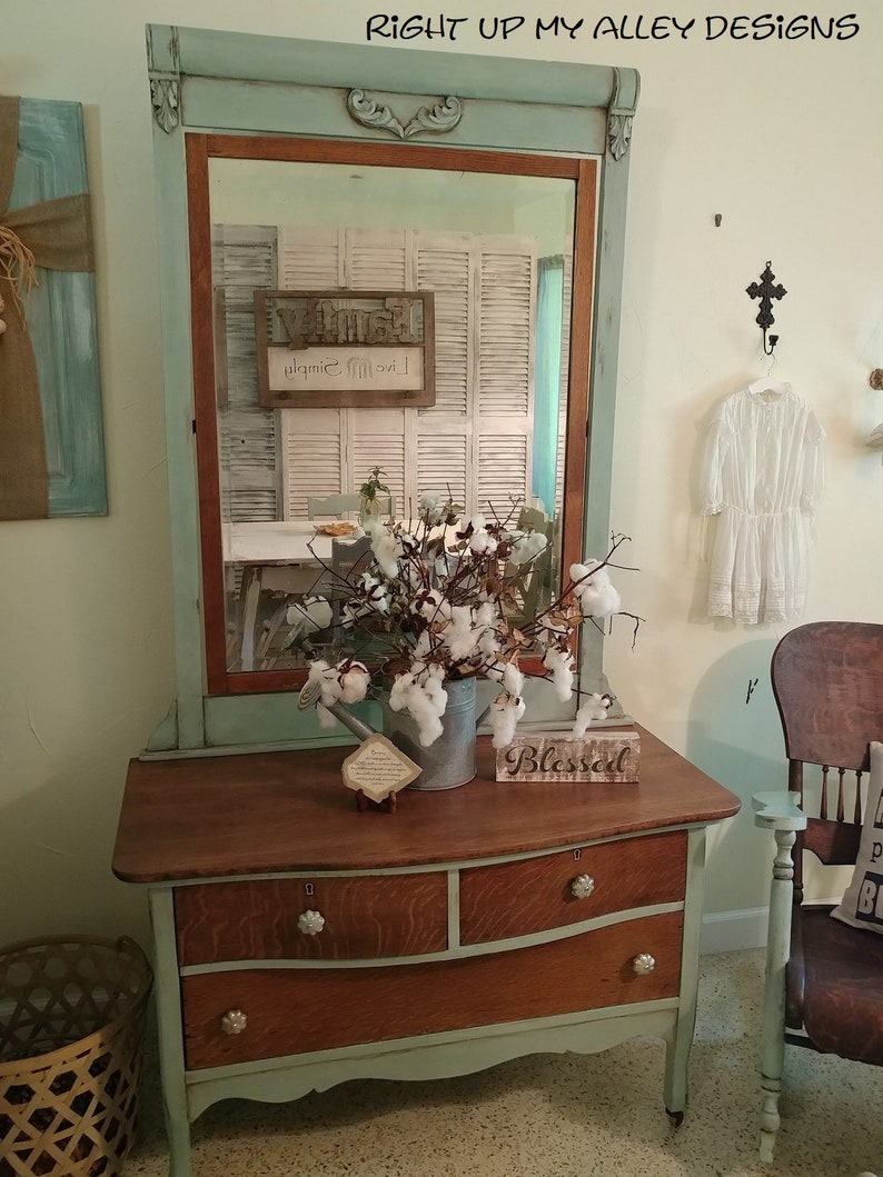 Farmhouse Furnitureoak Dresser W Mirrorannie Sloan Chalk Etsy
