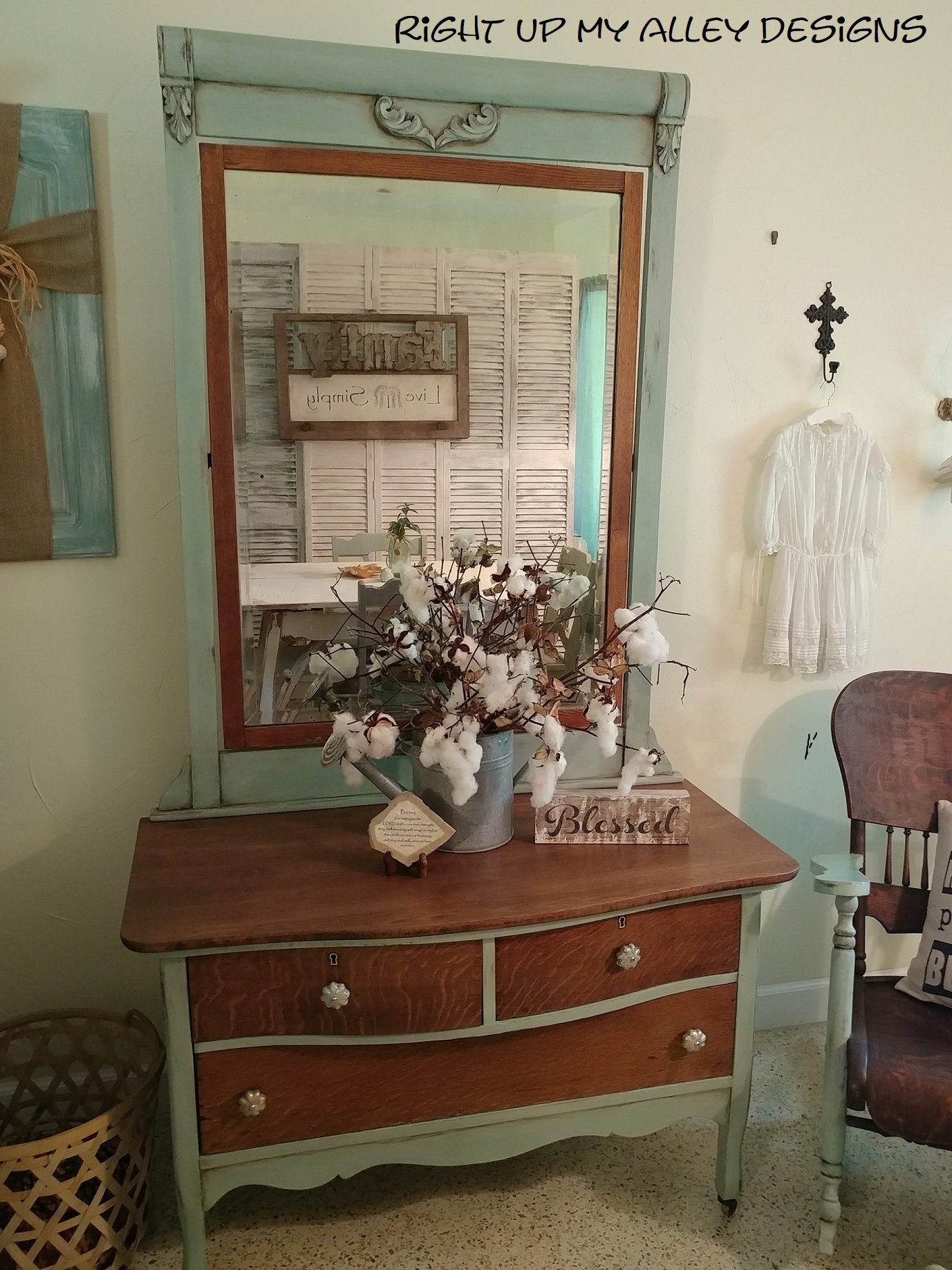 Farmhouse Furnitureoak Dresser W Mirrorannie Sloan Chalk Etsy