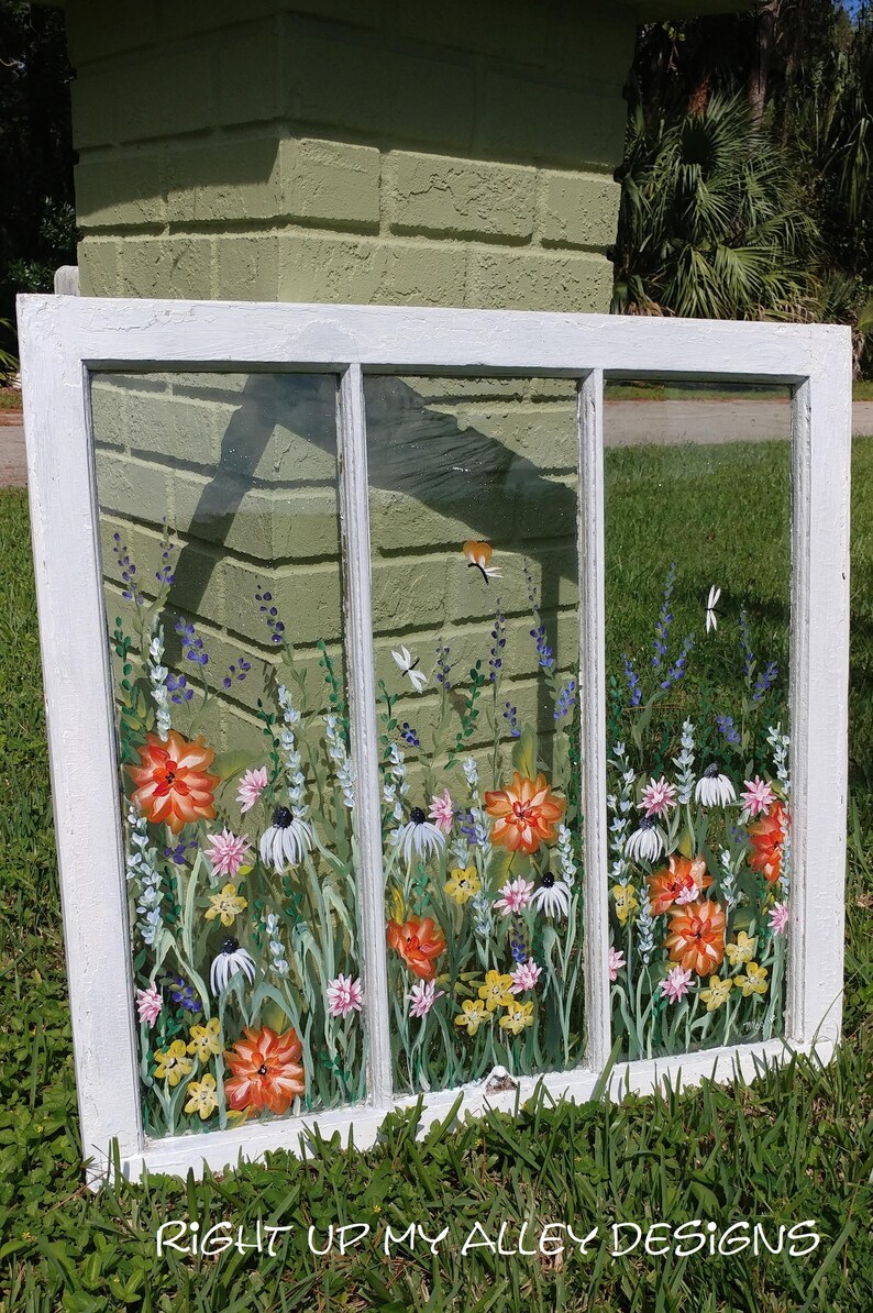 Old Painted windowSOLD but you can CUSTOM ORDER your Etsy