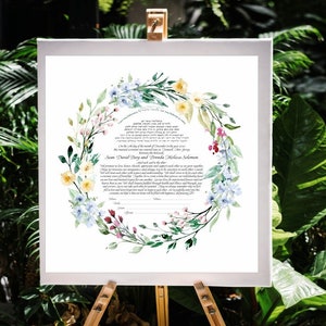 Ketubah personalization/text fill-in included  (Spring Flowers 2) Reform, interfaith, Orthodox texts