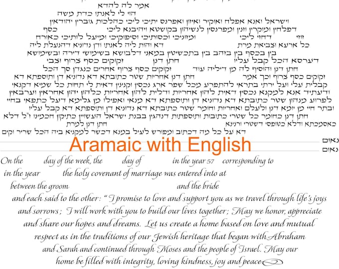 Printable Ketubah Digital File Ketubah Text Fill-in Included (orthodox Text or Conservative Text ...