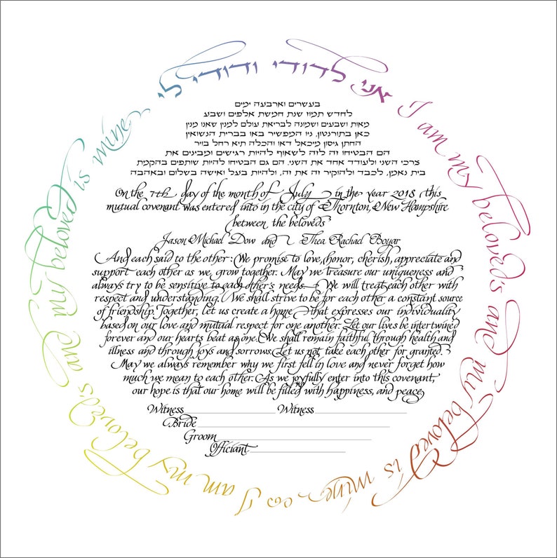 Printable Ketubah Digital File Text Fill-in Includedreform | Etsy