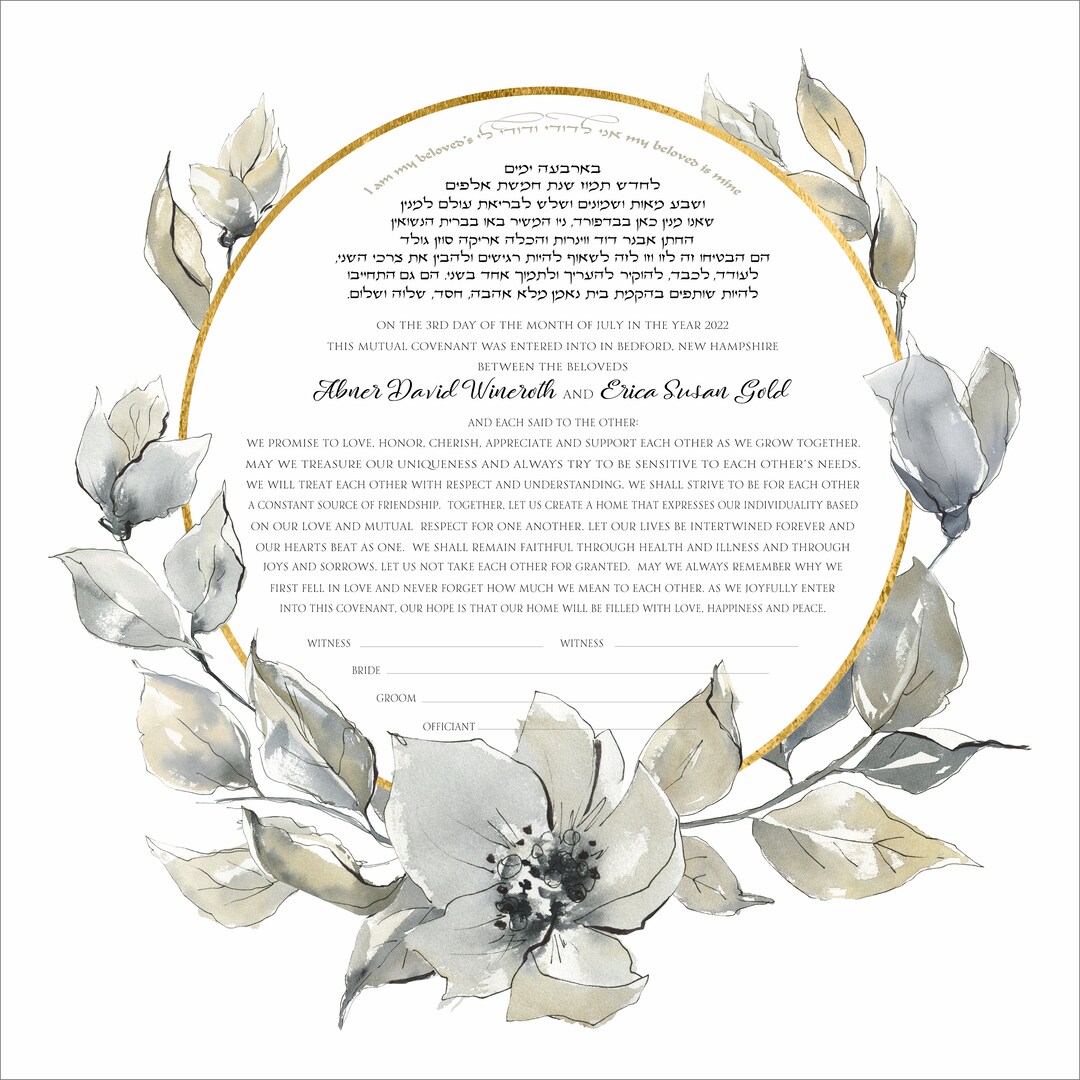 Printable Ketubah, Ketubah Digital File, Personalization/text Fill-in ...