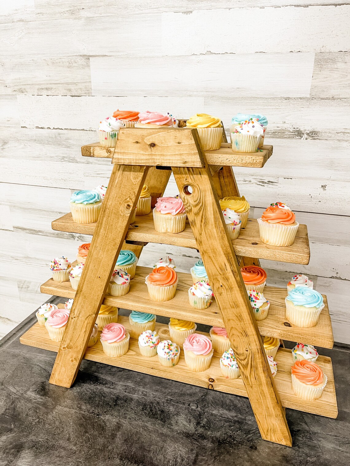 Cupcake Ladder Stand Tiered Cupcake Stand Wood Wedding Party Etsy