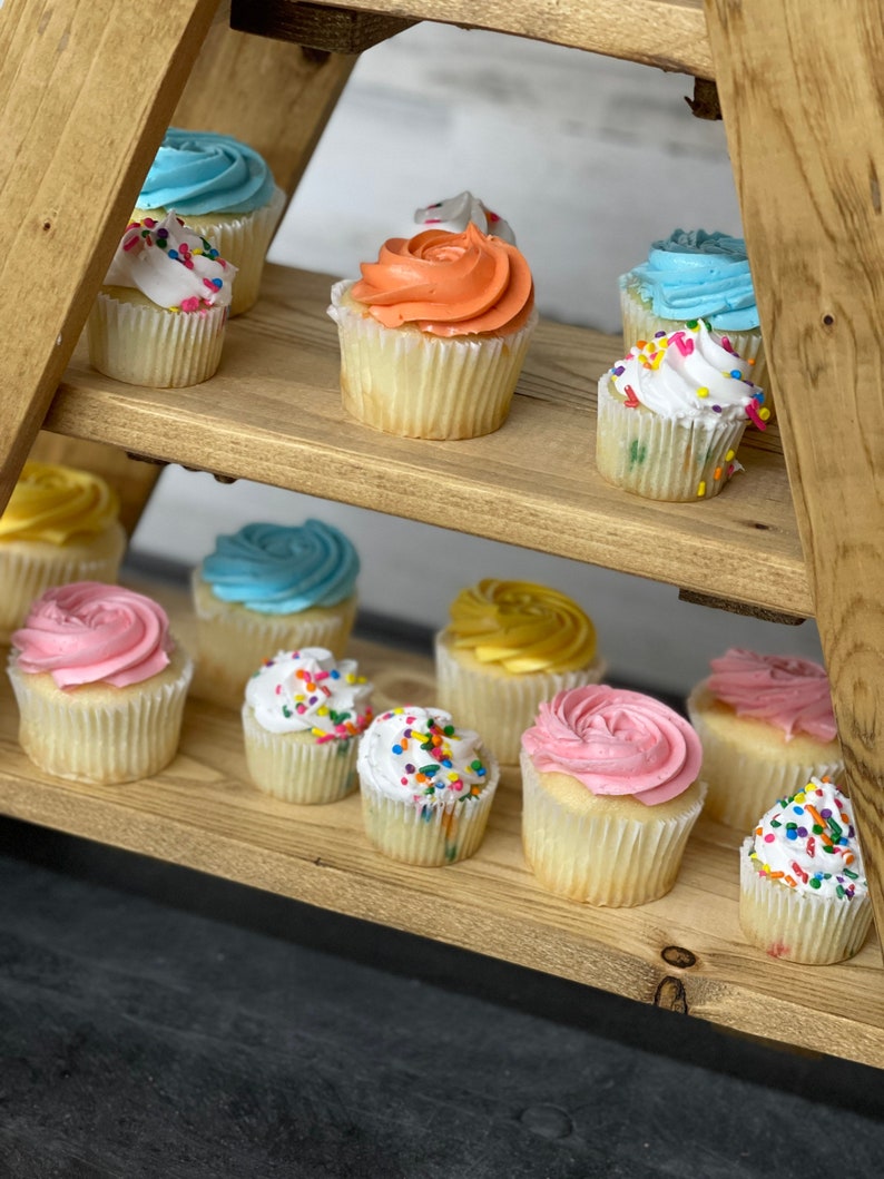 Cupcake Ladder Stand Tiered Cupcake Stand Wood Wedding Party Etsy