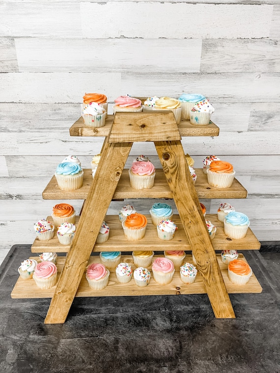 Cupcake Ladder Stand Tiered Cupcake Stand Wood Wedding Party Etsy