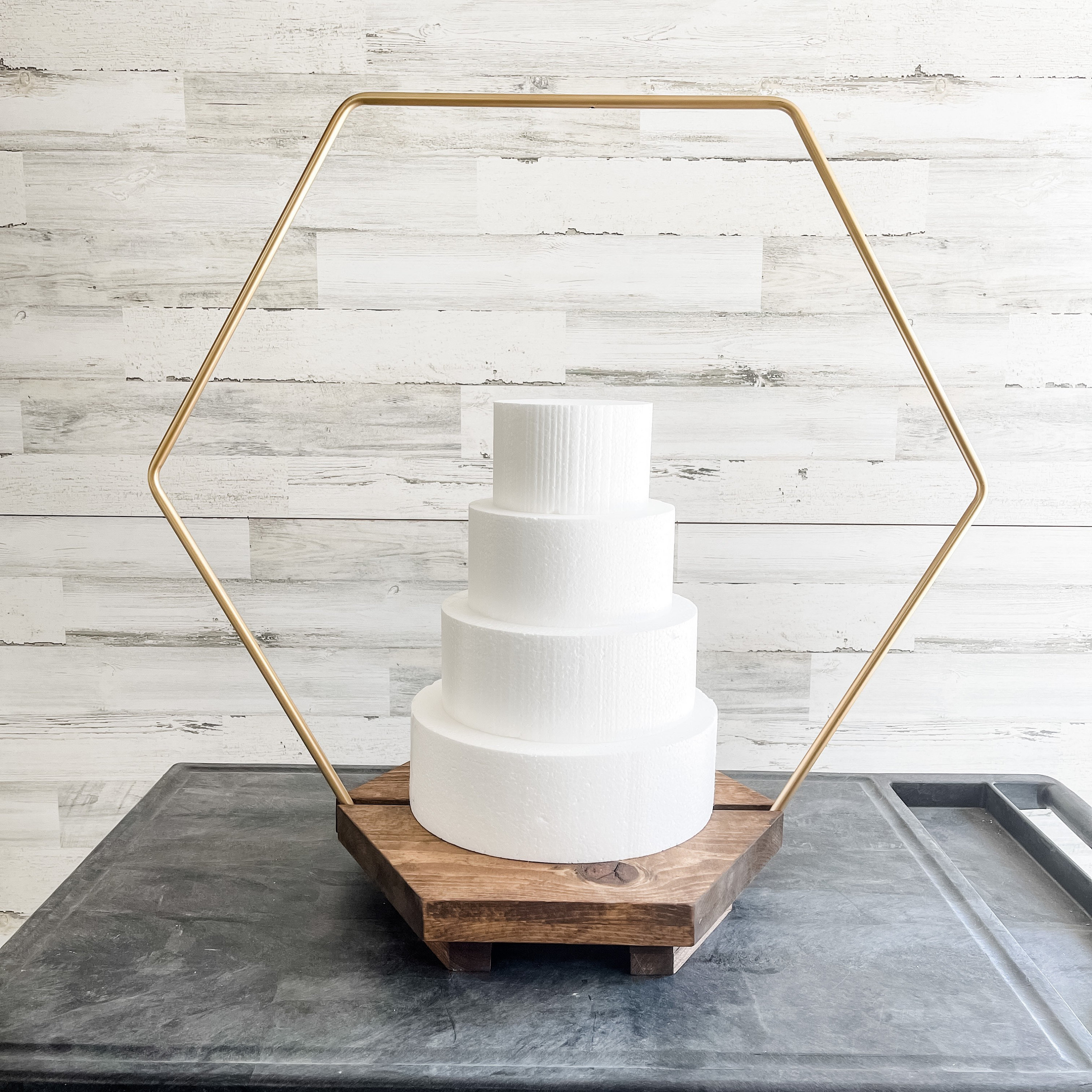 Geometric hexagon Large Cake stand wood wedding dessert Etsy