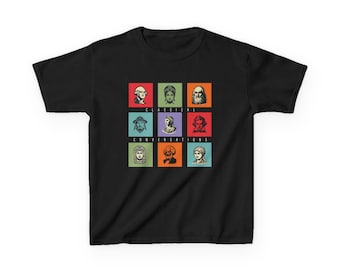 Classical Conversations Famous Figures Black T-shirt (Kids) White Text